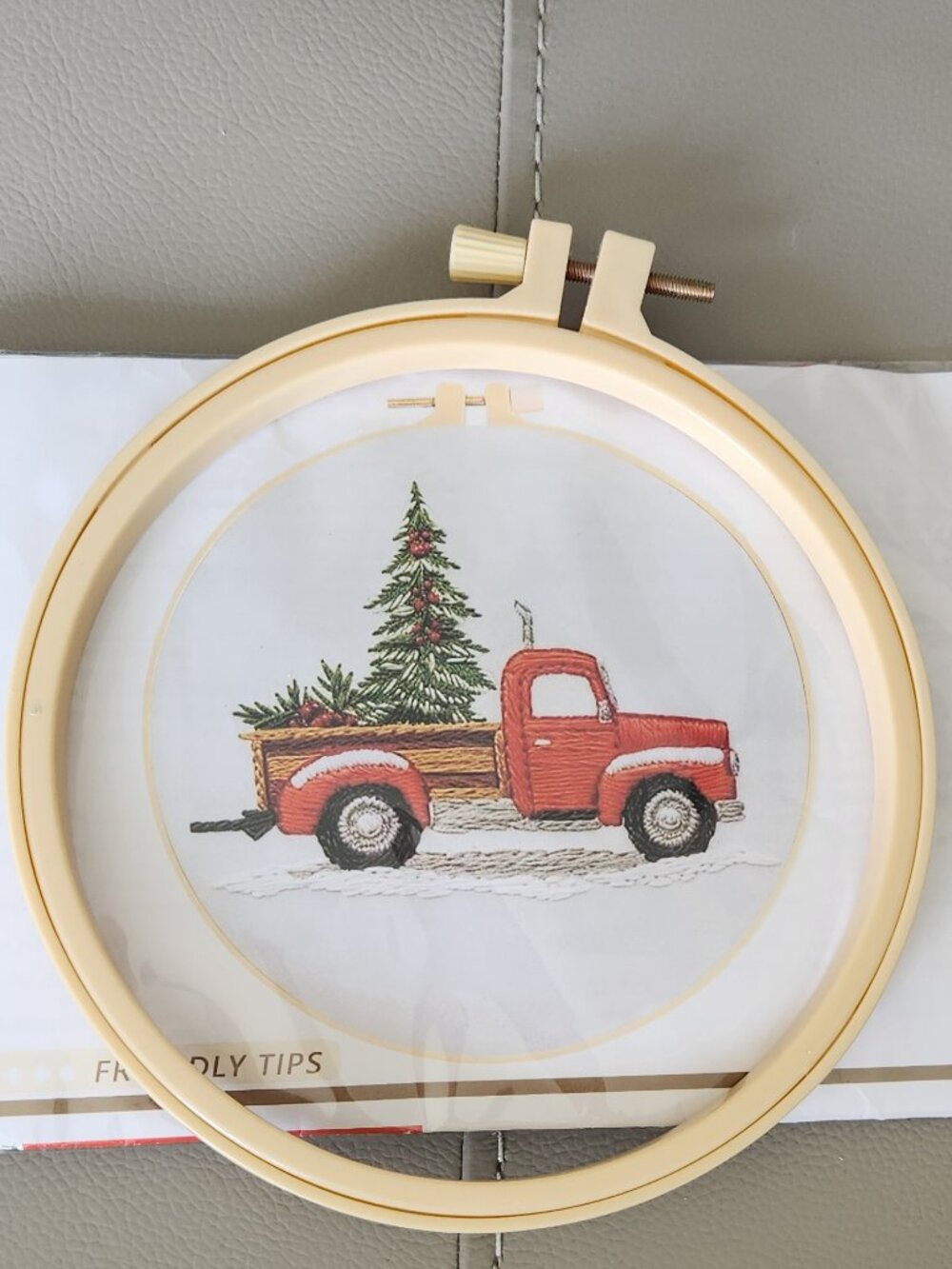 NWT: Vintage Christmas Tree Truck Embroidery Kit